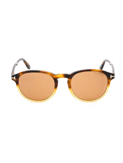 Tom Ford Round Acetate Unisex Sunglasses In Multi