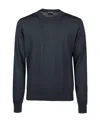 Tom Ford Round Collar Long Sleeve Sweater In Black
