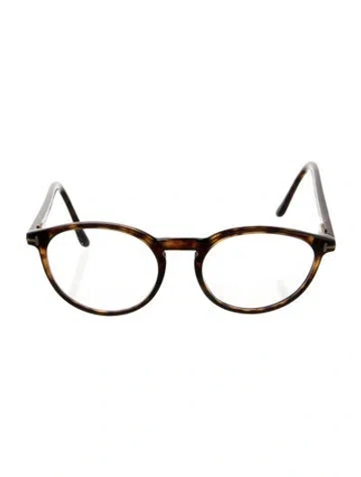 Pre-owned Tom Ford Round Eyeglasses In Brown