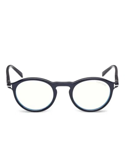 Tom Ford Round-frame Glasses In Blue