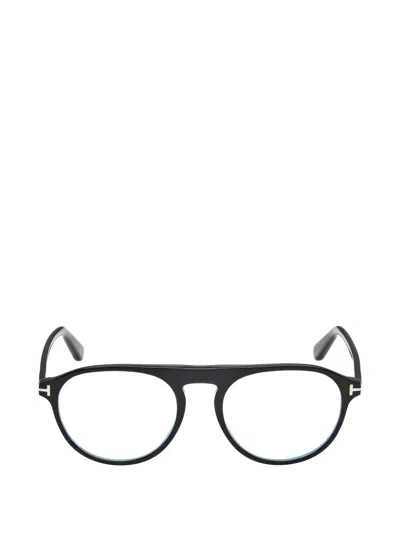 Tom Ford Ft6118-b Round Acetate Eyeglasses In Black