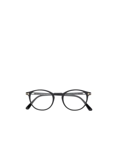 Tom Ford Round Frame Glasses In Black