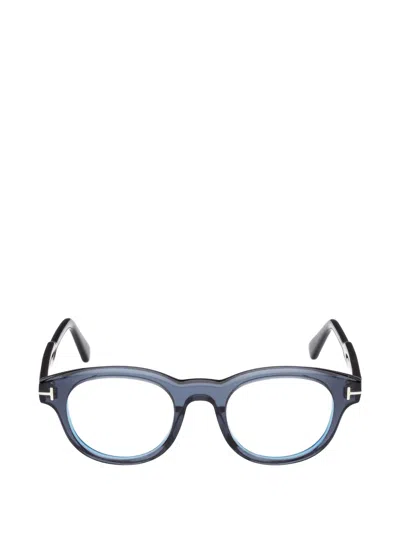 Tom Ford Round-frame Glasses In Blue