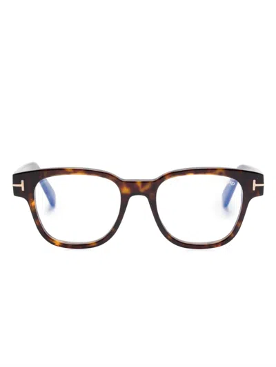Tom Ford Brille Mit Rundem Gestell In Light Havana