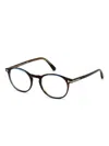 Tom Ford 50mm Round Blue Block Filter Optical Glasses In Blue Shiny