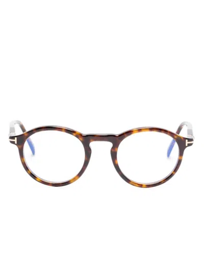 Tom Ford Round-frame Glasses In Brown