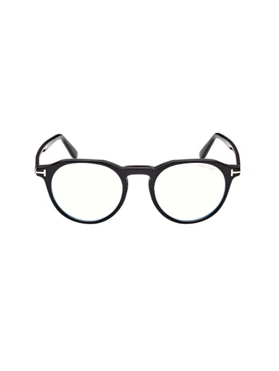 Tom Ford Round Frame Glasses Glasses In 001 Nero Lucido