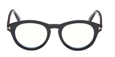 Tom Ford Round Frame Glasses Glasses In 001 Nero Lucido