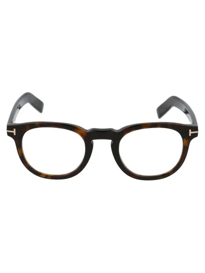 Tom Ford Round Frame Glasses Glasses In 052 Avana Scura