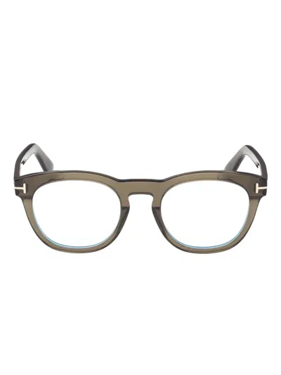 Tom Ford Round-frame Glasses In Green