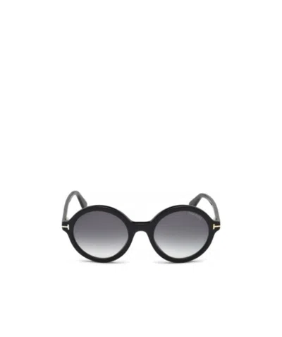 Tom Ford Round Frame Plain Mirror In Gray