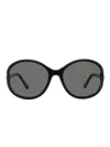 Tom Ford Round-frame Semi-rim Sunglasses In Black