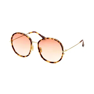 Tom Ford Round Full Rim, With A Blonde Havana Frame And Bordeaux Gradient Lens. In Brown
