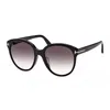 Tom Ford Round Full Rim, With A Shiny Black Frame And Smoke Gradient Lens.