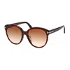 Tom Ford Round Full Rim, With A Shiny Black Frame And Smoke Gradient Lens. In Brown