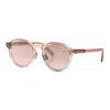 Tom Ford Round Full Rim, With A Transparent Pink Frame And Pink Mirror Lens. In Pink