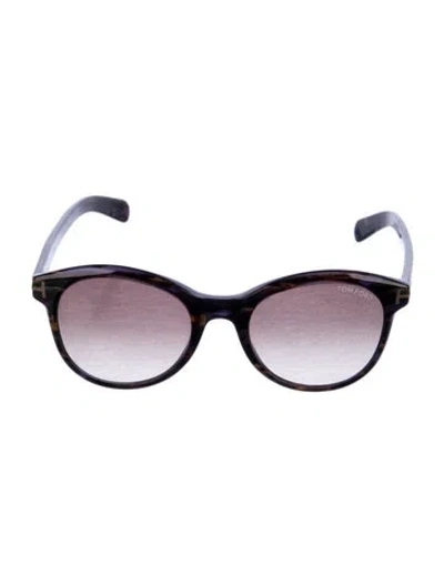 Pre-owned Tom Ford Round Gradient Sunglasses In Black/brown