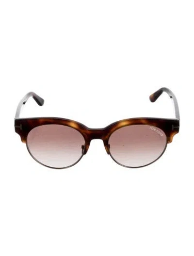 Pre-owned Tom Ford Round Gradient Sunglasses In Brown