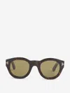 Tom Ford Round Havana Sunglasses In Black