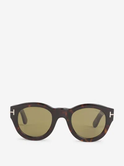 Tom Ford Round Havana Sunglasses In Black