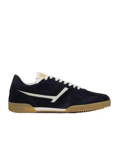 Tom Ford Navy Suede Jackson Sneakers In Navy + Amber