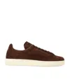 Tom Ford Khaki Suede Low Top Sneakers With Rubber Sole In Brown