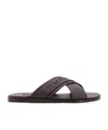 Tom Ford Mens Preston Crossover-strap Leather Sandals Dark Brow In Black
