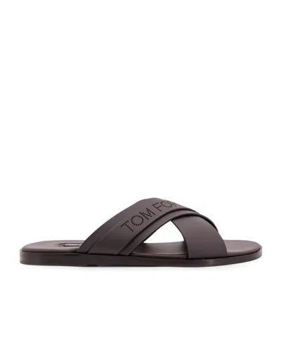 TOM FORD TOM FORD LOGO PERFORATED SANDALS