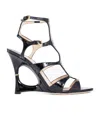 Tom Ford Paradis Cutout Croc-effect Leather Wedge Sandals In Black