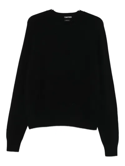 Tom Ford Round-neck Cashmere Sweater In Black