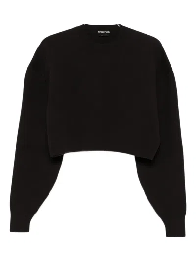 Tom Ford Round-neck Cropped Sweatshirt In Brown