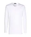 Tom Ford Slim-fit Ribbed Stretch Lyocell And Cotton-blend Henley T-shirt In White