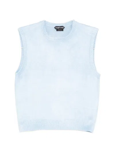 Tom Ford Round-neck Knit Vest In Blue