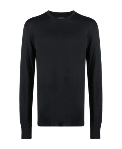 Tom Ford Round-neck Long-sleeve T-shirt In Black