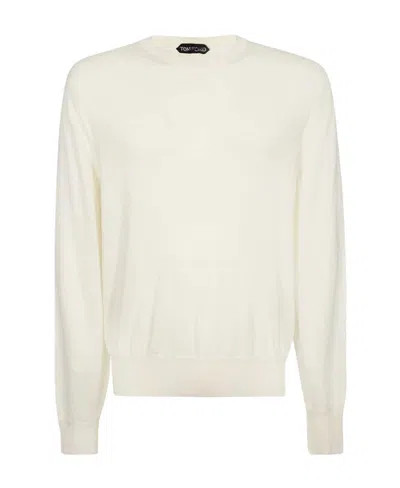 Tom Ford Round Neck Long-sleeved Sweater In White