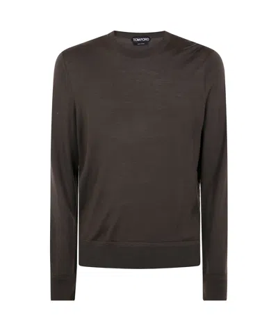 Tom Ford Round Neck T-shirt In Dark Olive