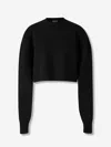 Tom Ford Sculptural Double Face Virgin Wool Blend Crop Sweater In Black