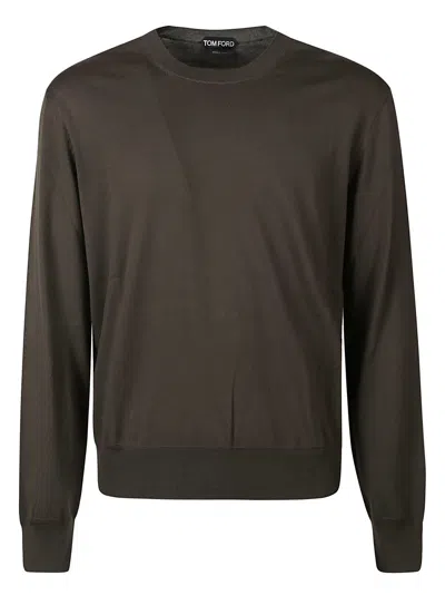 Tom Ford Round Neck T-shirt In Dark Olive