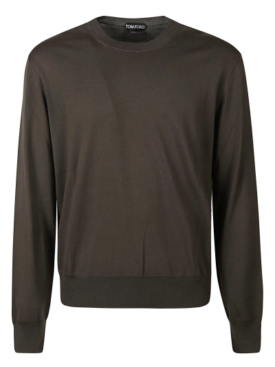 Tom Ford Round Neck T-shirt In Dark Olive