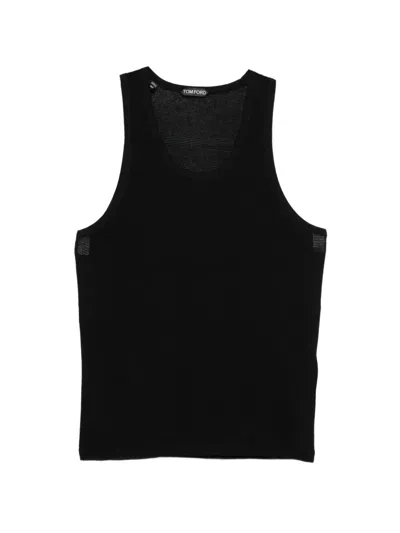 Tom Ford Ribbed Scoop Neck Sleeveless Tank Top In Black