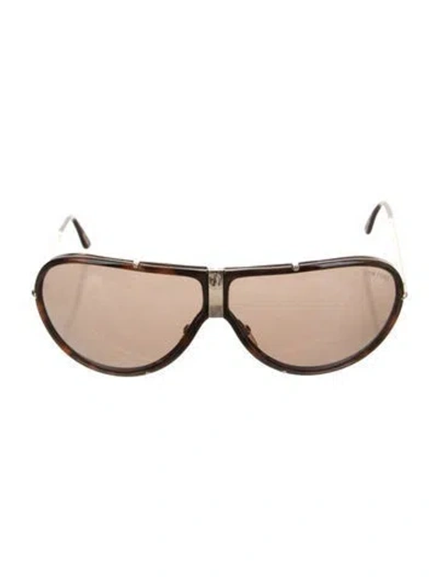 Pre-owned Tom Ford Round Tinted Sunglasses In Brown