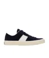Tom Ford Blake Sneakers Suede Upper Contrast Stripe Rubber Sole In Black