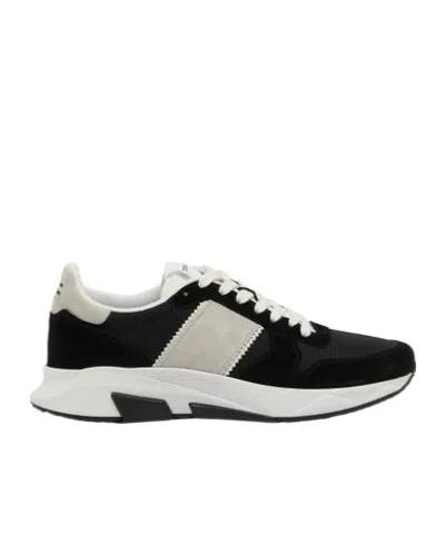 Tom Ford Black Mesh And Suede Sneakers In Blackstonewhite