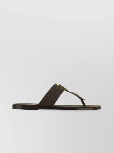TOM FORD ROUND TOE SUEDE THONG SLIPPERS
