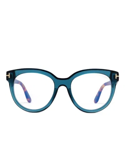 Tom Ford Round-frame Glasses In Blue