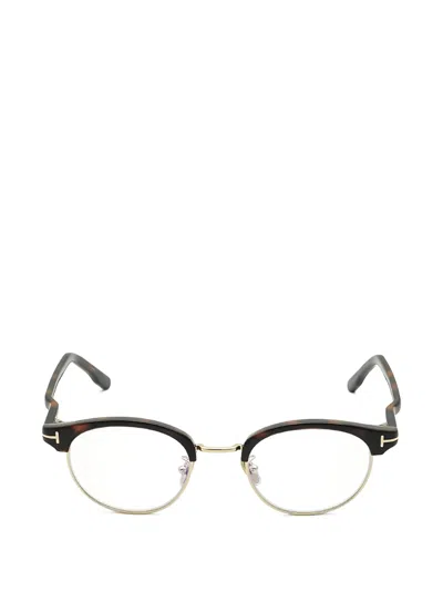 Tom Ford Round-frame Tortoiseshell Glasses In Braun
