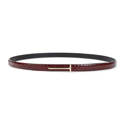 Tom Ford Buckle Belt In Burgundy