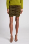 Tom Ford Ruched Silk Blend Miniskirt In Green