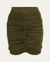 Tom Ford Ruched Silk Blend Miniskirt In Brown
