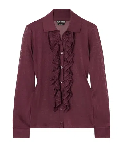 Tom Ford Ruffle-embellished Fine-knit Shirt In Orange